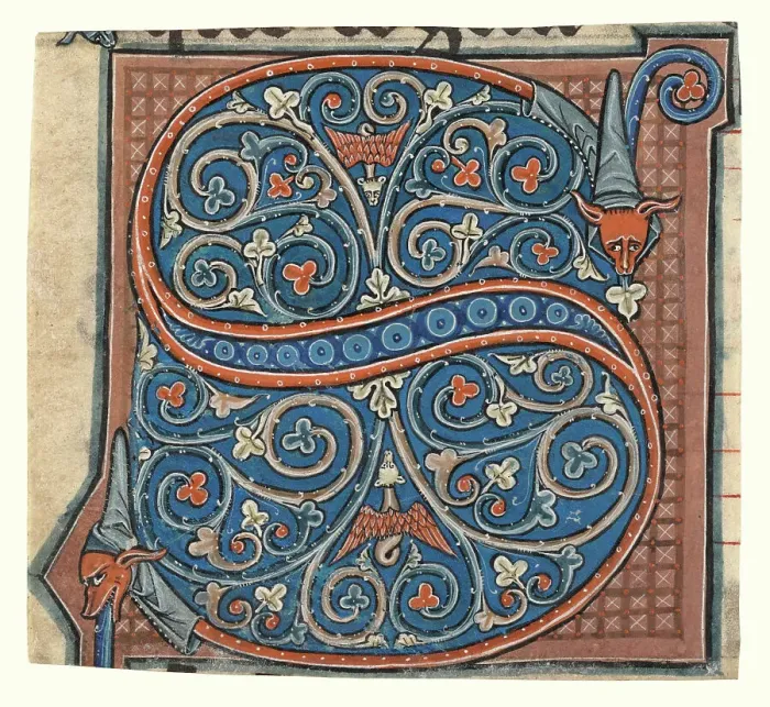 Framed Print : Decorated Initial from an antiphonal, about 1260-1270. Creator: Unknown Framed Print : Decorated Initial from an antiphonal, about 1260-1270. Creator: Unknown