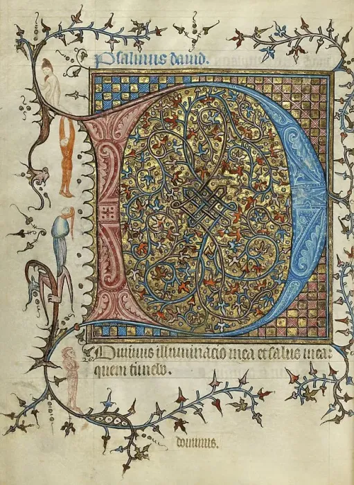 Framed Print : Decorated Initial D; Psalter; Ornamented Initial D, about 1390. Creator: Unknown Framed Print : Decorated Initial D; Psalter; Ornamented Initial D, about 1390. Creator: Unknown