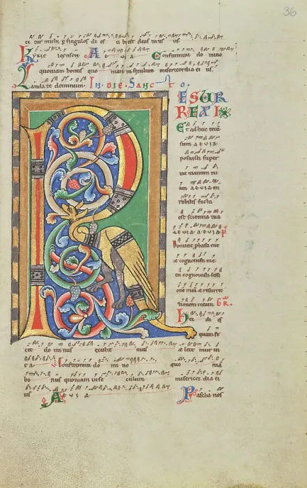 Framed Print : Decorated Initial R; Stammheim Missal, probably 1170s. Creator: Unknown Framed Print : Decorated Initial R; Stammheim Missal, probably 1170s. Creator: Unknown