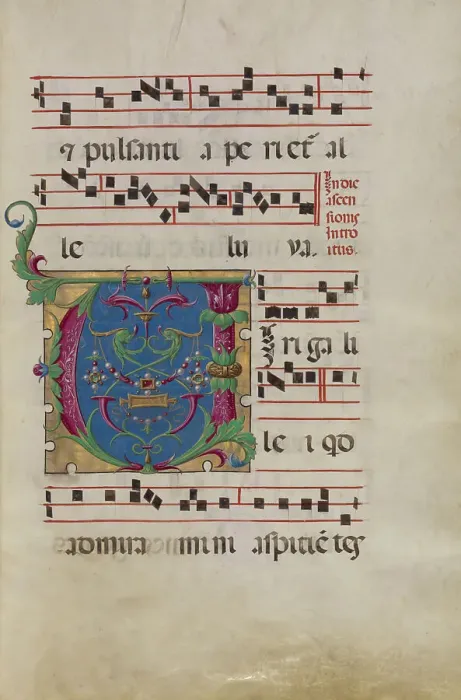 Framed Print : Decorated Initial V, late 15th or early 16th century. Creator: Unknown