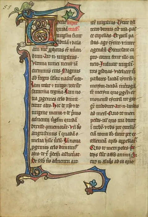 Framed Print : Decorated Initial V; De Natura Avium; De Pastoribus et Ovibus, 1277 or after. Creator: Unknown Framed Print : Decorated Initial V; De Natura Avium; De Pastoribus et Ovibus, 1277 or after. Creator: Unknown