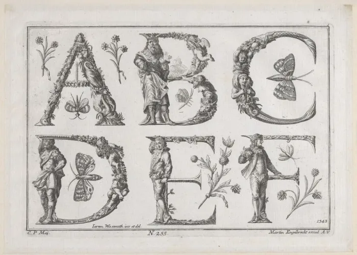 Framed Print : Decorated Roman alphabet, 18th century. 18th century. Creator: Jeremias Wachsmuth Framed Print : Decorated Roman alphabet, 18th century. 18th century. Creator: Jeremias Wachsmuth
