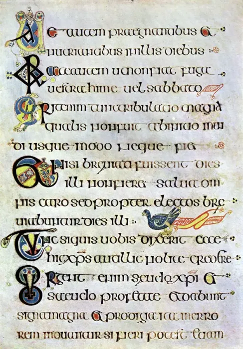 Framed Print : Decorated text page, 800 AD, (20th century) Framed Print : Decorated text page, 800 AD, (20th century)