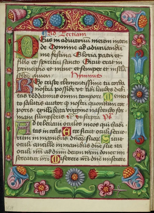 Framed Print : Decorated Text Page; Book of Hours, early 16th century. Creator: Unknown Framed Print : Decorated Text Page; Book of Hours, early 16th century. Creator: Unknown
