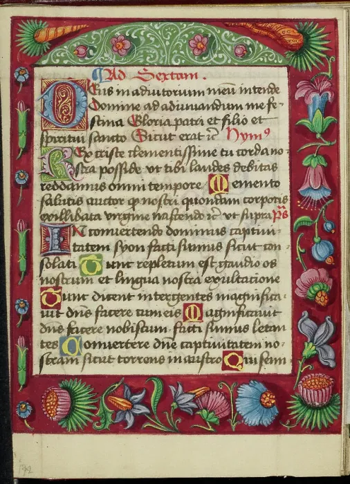 Framed Print : Decorated Text Page; Book of Hours, early 16th century. Creator: Unknown Framed Print : Decorated Text Page; Book of Hours, early 16th century. Creator: Unknown