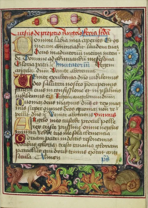 Framed Print : Decorated Text Page; Book of Hours, early 16th century. Creator: Unknown Framed Print : Decorated Text Page; Book of Hours, early 16th century. Creator: Unknown