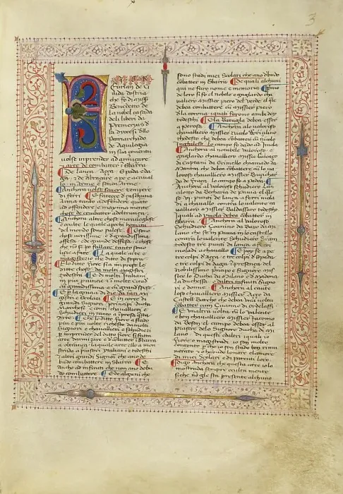 Framed Print : Decorated Text Page; Fior di Battaglia, about 1410. Creator: Fiore Furlan dei Liberi da Premariacco Framed Print : Decorated Text Page; Fior di Battaglia, about 1410. Creator: Fiore Furlan dei Liberi da Premariacco