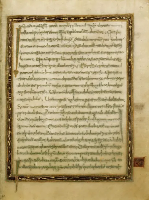 Framed Print : Decorated Text Page; Gospel Lectionary, early 9th century. Creator: Unknown Framed Print : Decorated Text Page; Gospel Lectionary, early 9th century. Creator: Unknown