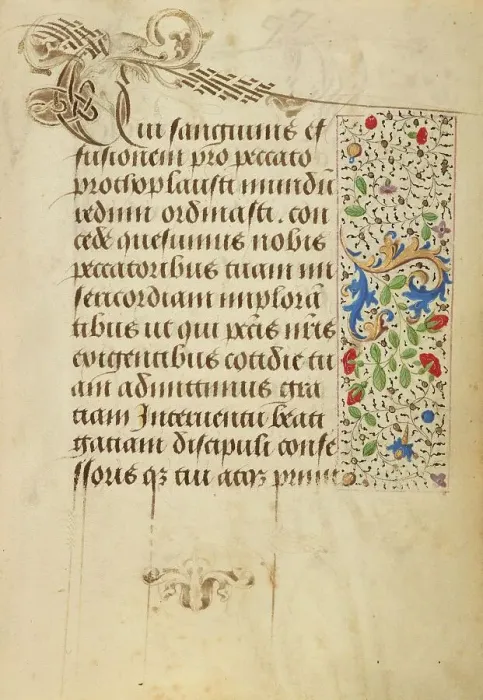 Framed Print : Decorated Text Page; Prayer Book of Charles the Bold, 1469. Creator: Nicolas Spierinc Framed Print : Decorated Text Page; Prayer Book of Charles the Bold, 1469. Creator: Nicolas Spierinc