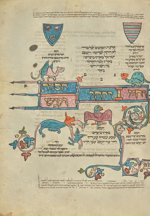 Framed Print : Decorated Text Page; Rothschild Pentateuch, 1296. Creators: Unknown, Elijah ben Meshallum, Elijah ben Jehiel Framed Print : Decorated Text Page; Rothschild Pentateuch, 1296. Creators: Unknown, Elijah ben Meshallum, Elijah ben Jehiel