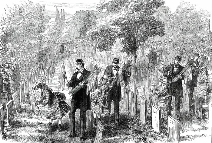 Framed Print : Decoration Day at Philadelphia: Orphans decorating their Fathers Graves in Glenwood Cemetery, 1876. Creator: Unknown Framed Print : Decoration Day at Philadelphia: Orphans decorating their Fathers Graves in Glenwood Cemetery, 1876. Creator: Unknown