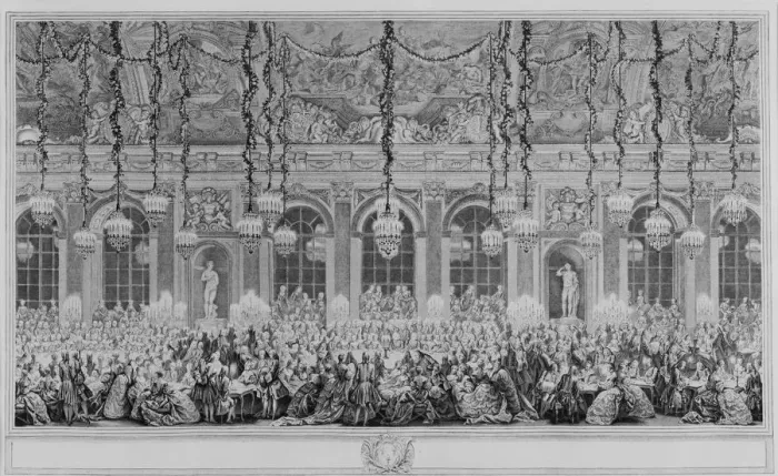 Framed Print : Decoration of the Hall of Mirrors in Versailles, on the occasion of the second marriage of the Dauph Framed Print : Decoration of the Hall of Mirrors in Versailles, on the occasion of the second marriage of the Dauph