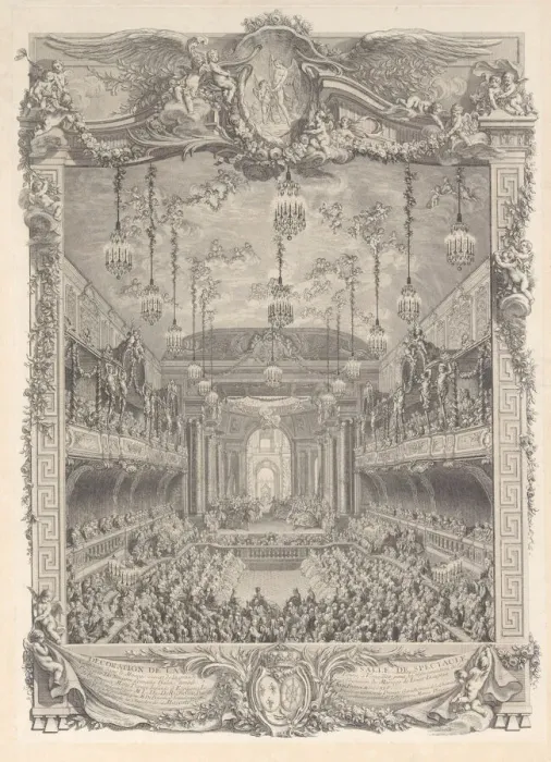 Framed Print : Decoration de la salle de spectacle construite a Versailles pour la representation de Framed Print : Decoration de la salle de spectacle construite a Versailles pour la representation de