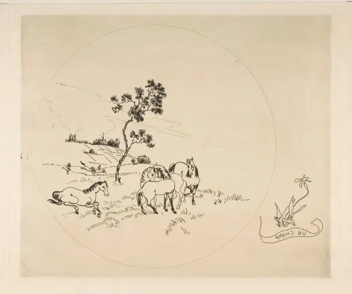 Framed Print : Decoration for a Plate: A Field, 1870. Creator: Felix Bracquemond Framed Print : Decoration for a Plate: A Field, 1870. Creator: Felix Bracquemond