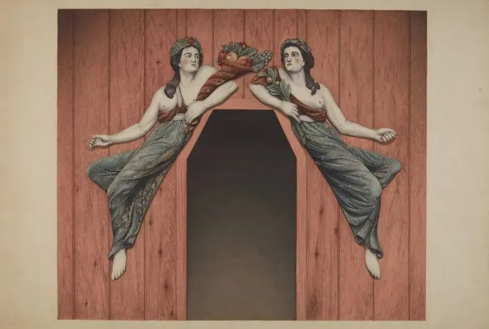 Framed Print : Decorative Figures Peace and Plenty, c. 1938. Creator: Robert Pohle Framed Print : Decorative Figures Peace and Plenty, c. 1938. Creator: Robert Pohle