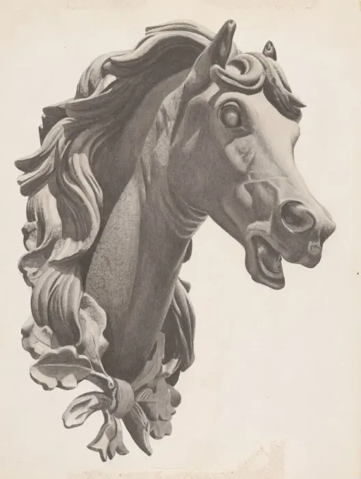 Framed Print : Decorative Horses Head, c. 1938. Creator: Albert Ryder