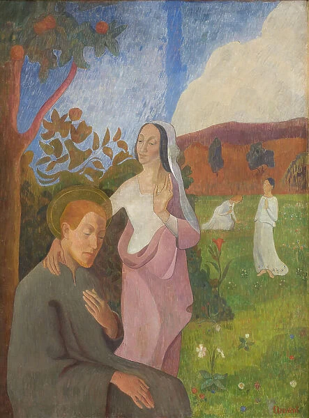 Decorative Picture. The Vision of Saint Francis with the Three White Virgins, 1892. Creator: Gad Frederick Clement