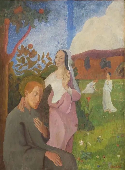 Framed Print : Decorative Picture. The Vision of Saint Francis with the Three White Virgins, 1892. Creator: Gad Frederick Clement Framed Print : Decorative Picture. The Vision of Saint Francis with the Three White Virgins, 1892. Creator: Gad Frederick Clement