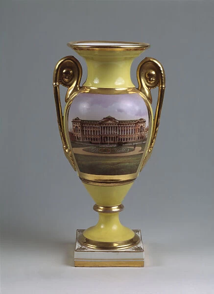 Decorative vase with the view of the Smolny-Institute for noble girls, 1830-1840s. Artist: Master of the A. Popov Factory (First half of 19th cen. )