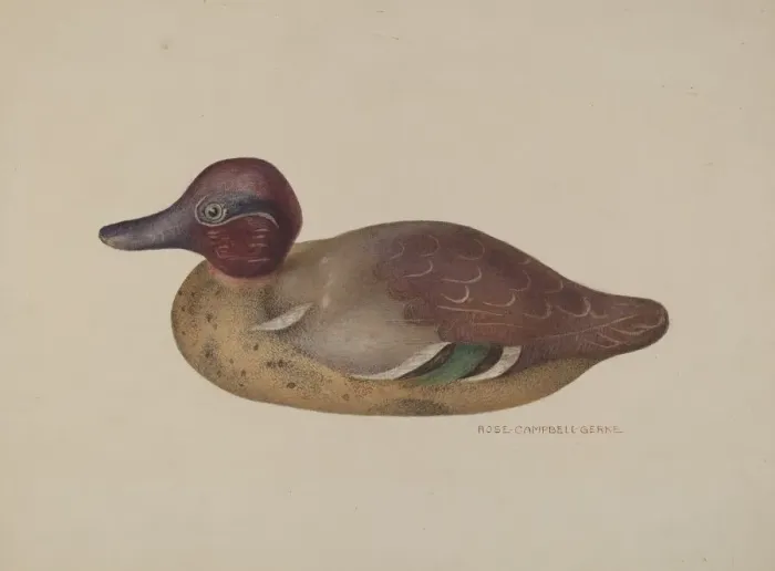 Framed Print : Decoy Duck, c. 1938. Creator: Rose Campbell-Gerke Framed Print : Decoy Duck, c. 1938. Creator: Rose Campbell-Gerke