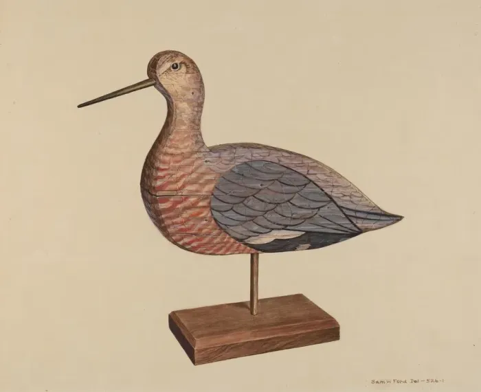 Framed Print : Decoy (Hudsonian Godwit), c. 1939. Creator: Samuel W. Ford Framed Print : Decoy (Hudsonian Godwit), c. 1939. Creator: Samuel W. Ford