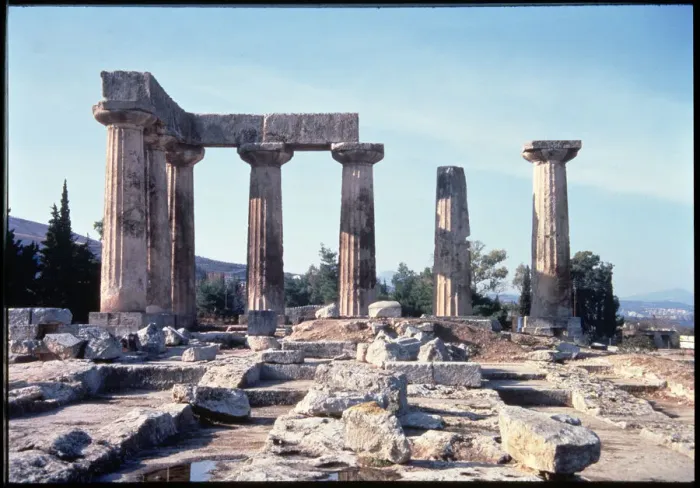 Framed Print : Decumanus Road in the ruins of Corinth