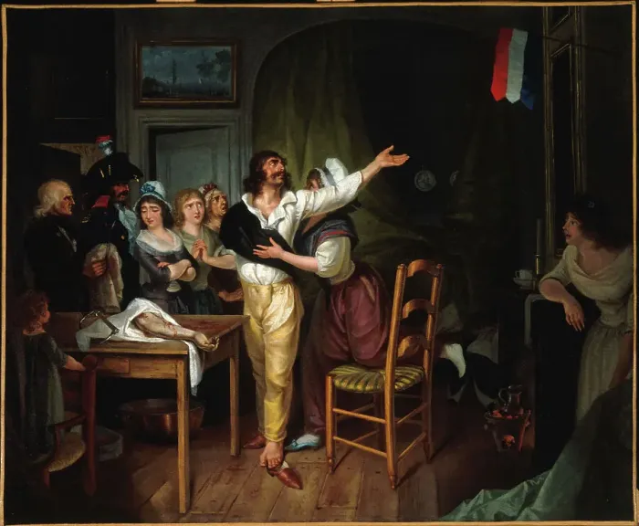 Framed Print : Dedication to the Fatherland of a man whose arm has just been amputated, c1793. Creator: Jean-Baptiste Bizard Framed Print : Dedication to the Fatherland of a man whose arm has just been amputated, c1793. Creator: Jean-Baptiste Bizard