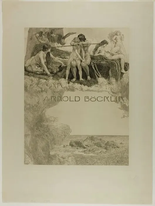 Framed Print : Dedication, plate one from A Love, 1887. Creator: Max Klinger Framed Print : Dedication, plate one from A Love, 1887. Creator: Max Klinger