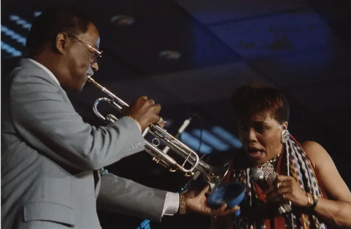 Framed Print : Dee Dee Bridgewater and Clark Terry, Jazz Inn Party, Nordwijk, Netherlands, 1989. Creator: Brian Foskett Framed Print : Dee Dee Bridgewater and Clark Terry, Jazz Inn Party, Nordwijk, Netherlands, 1989. Creator: Brian Foskett