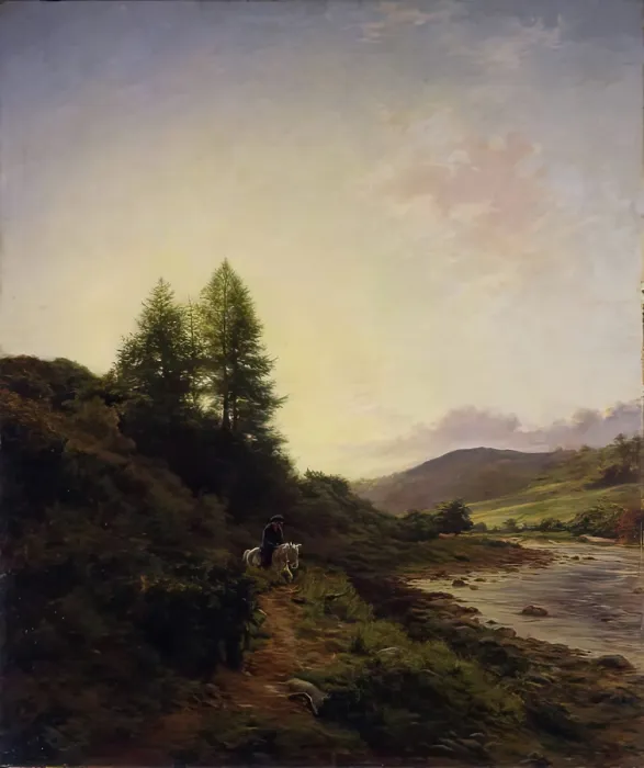 Framed Print : On the Dee near Woodend, 1867. Creator: Joseph Farquharson Framed Print : On the Dee near Woodend, 1867. Creator: Joseph Farquharson