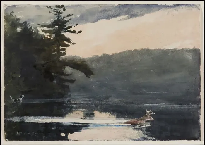 Framed Print : Deer in the Adirondacks, 1889. Creator: Winslow Homer Framed Print : Deer in the Adirondacks, 1889. Creator: Winslow Homer