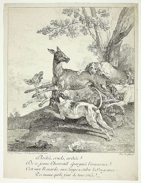 Deer Attacked by Dogs, 1725. Creator: Jean-Baptiste Oudry
