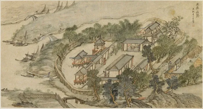 Framed Print : The Five Deer Hermitage, Early 17th cen Artist: Li Shida (active 1580-1621) Framed Print : The Five Deer Hermitage, Early 17th cen Artist: Li Shida (active 1580-1621)