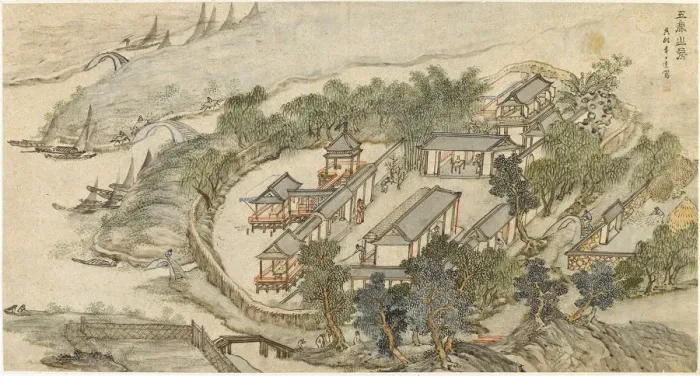 Framed Print : The Five Deer Hermitage, early 17th century. Artist: Li Shida Framed Print : The Five Deer Hermitage, early 17th century. Artist: Li Shida