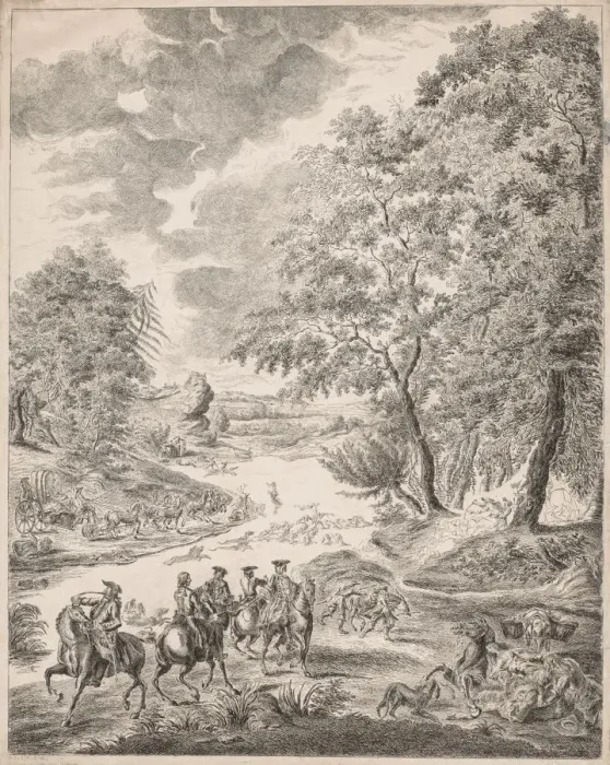Framed Print : The Deer Hunt. Creator: Augustin de Saint-Aubin (French, 1736-1807) Framed Print : The Deer Hunt. Creator: Augustin de Saint-Aubin (French, 1736-1807)