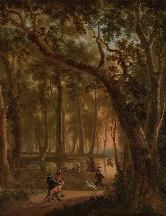 Framed Print : Deer Hunt in a Forest. Creator: Jan Hackaert Framed Print : Deer Hunt in a Forest. Creator: Jan Hackaert