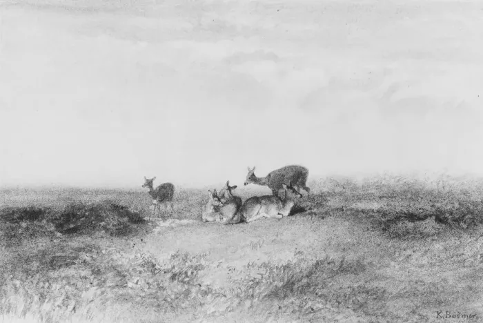 Framed Print : Deer in a Landscape. Creator: Karl Bodmer Framed Print : Deer in a Landscape. Creator: Karl Bodmer