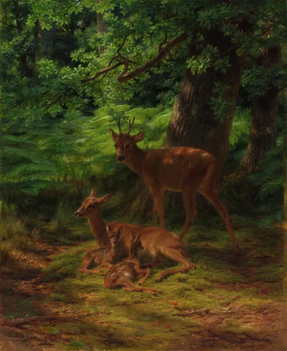Framed Print : Deer in Repose, 1867. Creator: Rosa Bonheur Framed Print : Deer in Repose, 1867. Creator: Rosa Bonheur
