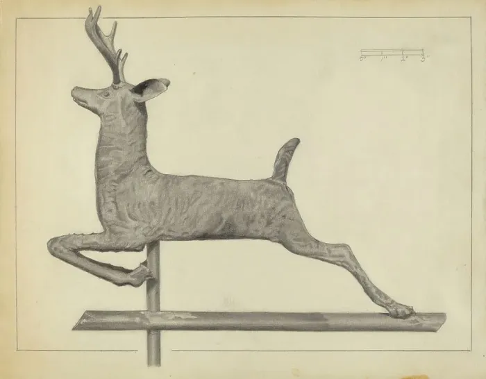 Framed Print : Deer Weather Vane, c. 1938. Creator: Salvatore Borrazzo Framed Print : Deer Weather Vane, c. 1938. Creator: Salvatore Borrazzo