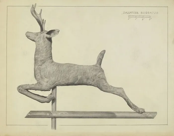 Framed Print : Deer Weather Vane, c. 1938. Creator: Salvatore Borrazzo Framed Print : Deer Weather Vane, c. 1938. Creator: Salvatore Borrazzo