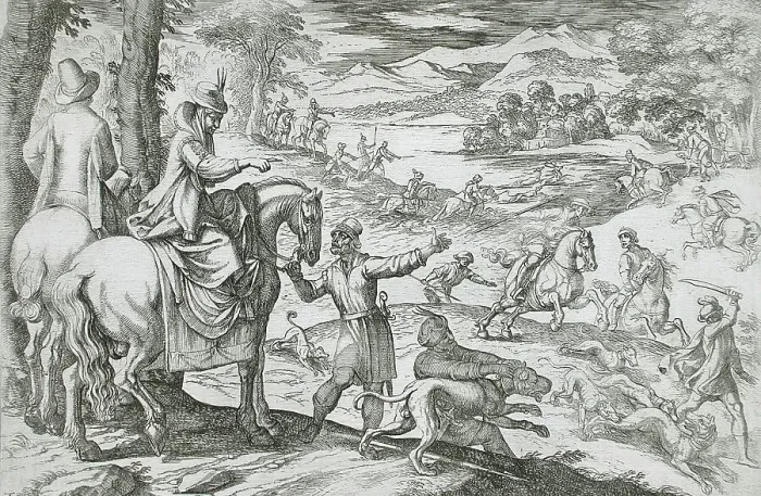 Framed Print : Deer and Wolf Hunt, 16th century. Creator: Antonio Tempesta Framed Print : Deer and Wolf Hunt, 16th century. Creator: Antonio Tempesta