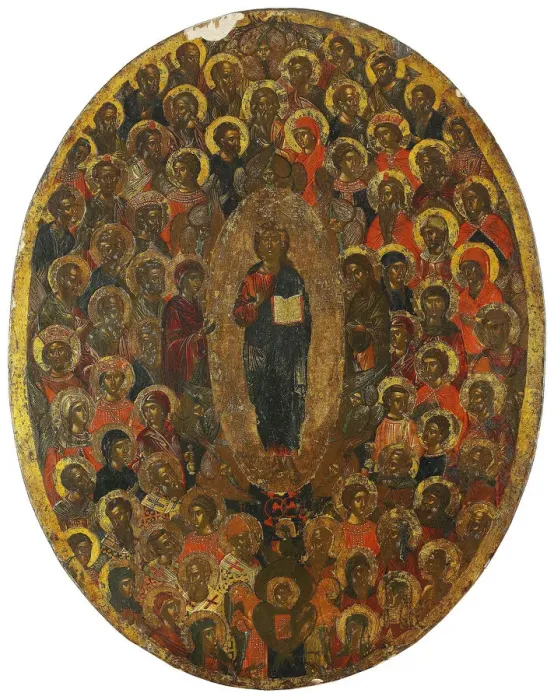Framed Print : Deesis, 17th century. Artist: Russian icon