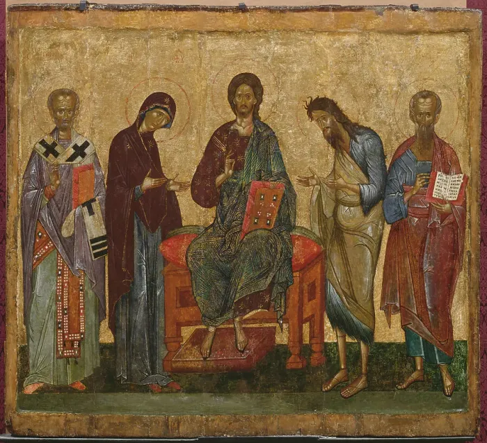 Framed Print : Deesis with St. Nicholas and an unknown saint, unknown date. Creator: Unknown Framed Print : Deesis with St. Nicholas and an unknown saint, unknown date. Creator: Unknown