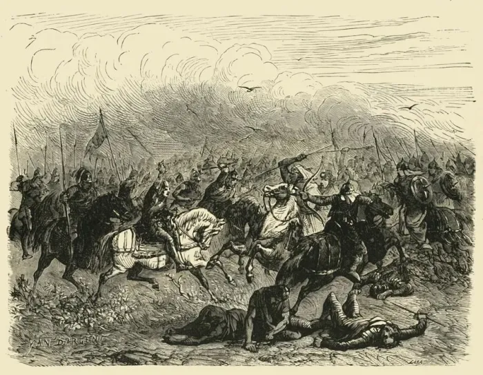 Framed Print : Defeat of Abdalrahman at Poitiers, (732AD), 1890. Creator: Unknown Framed Print : Defeat of Abdalrahman at Poitiers, (732AD), 1890. Creator: Unknown
