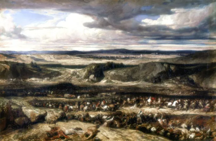 Framed Print : The Defeat of Cimbres, 1833. Artist: Alexandre Gabriel Decamps Framed Print : The Defeat of Cimbres, 1833. Artist: Alexandre Gabriel Decamps