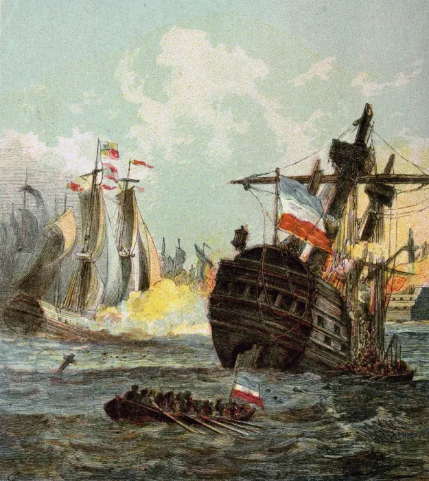 Framed Print : Defeat of the Dutch Fleet, 1666 (c1850s) Framed Print : Defeat of the Dutch Fleet, 1666 (c1850s)