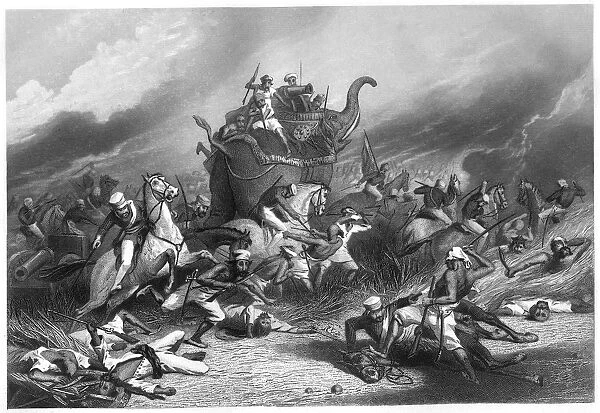 Defeat of the Peishwas army before Jhansi by General Rose, 1st April 1858, (c1860)