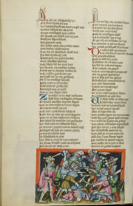 Framed Print : The Defeat of the Philistines; Weltchronik, about 1400-1410. Creator: Unknown Framed Print : The Defeat of the Philistines; Weltchronik, about 1400-1410. Creator: Unknown