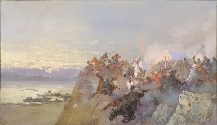 Framed Print : The last defeat of the troops of Khan Kuchum. 1598, 1891 Framed Print : The last defeat of the troops of Khan Kuchum. 1598, 1891