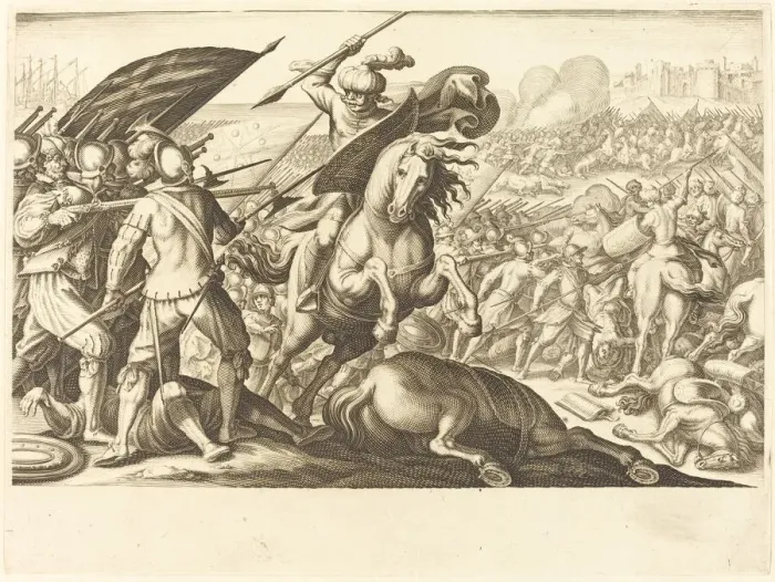 Framed Print : The Defeat of the Turkish Cavalry, c. 1614. Creator: Jacques Callot Framed Print : The Defeat of the Turkish Cavalry, c. 1614. Creator: Jacques Callot